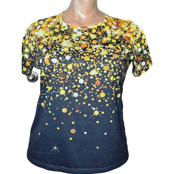 Unbranded Tops - Women's Unbranded Short Sleeve Tee Plus 4X Black Gold Sparkle